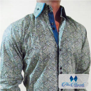 Camisa con Diseño Azul y Aguamarina 02